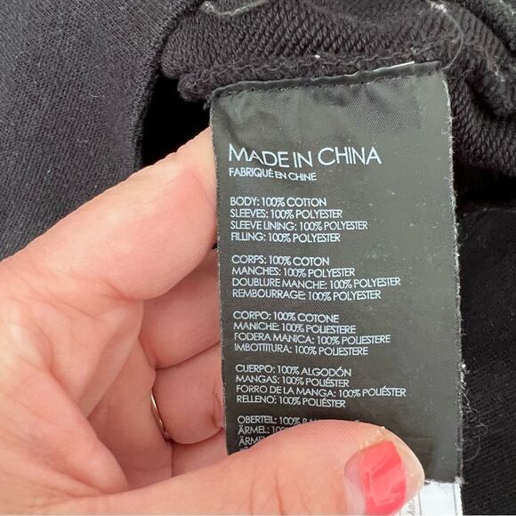 Club Monaco men’s black quilted sleeve black street wear pullover men’s s - Picture 4 of 6